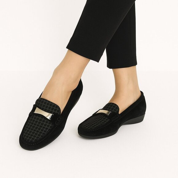 Mephisto Black Gold Cool-Air Comfort Loafers Women’s Size 6.5 Luxe Leather - Picture 1 of 14